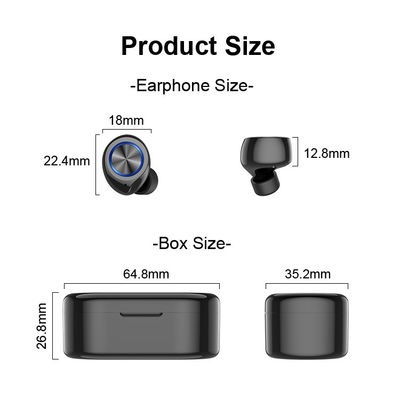 Наушники касания TW80 55mAh Sweatproof синий зуб отпечатка пальцев